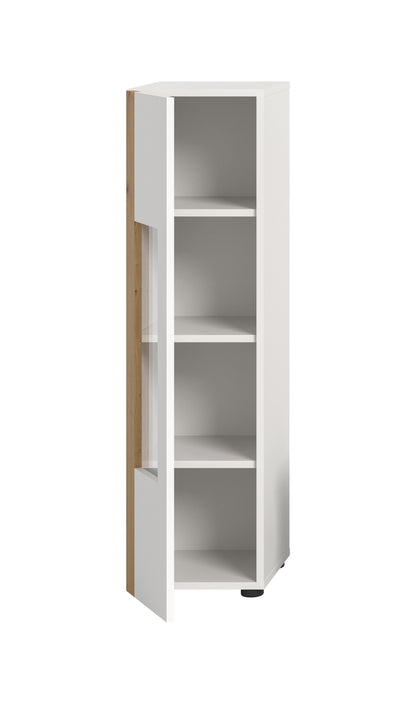 Homes & Jones Wohnzimmerschrank Vitrine weiß, Schrank mit 1 Tür, Möbel