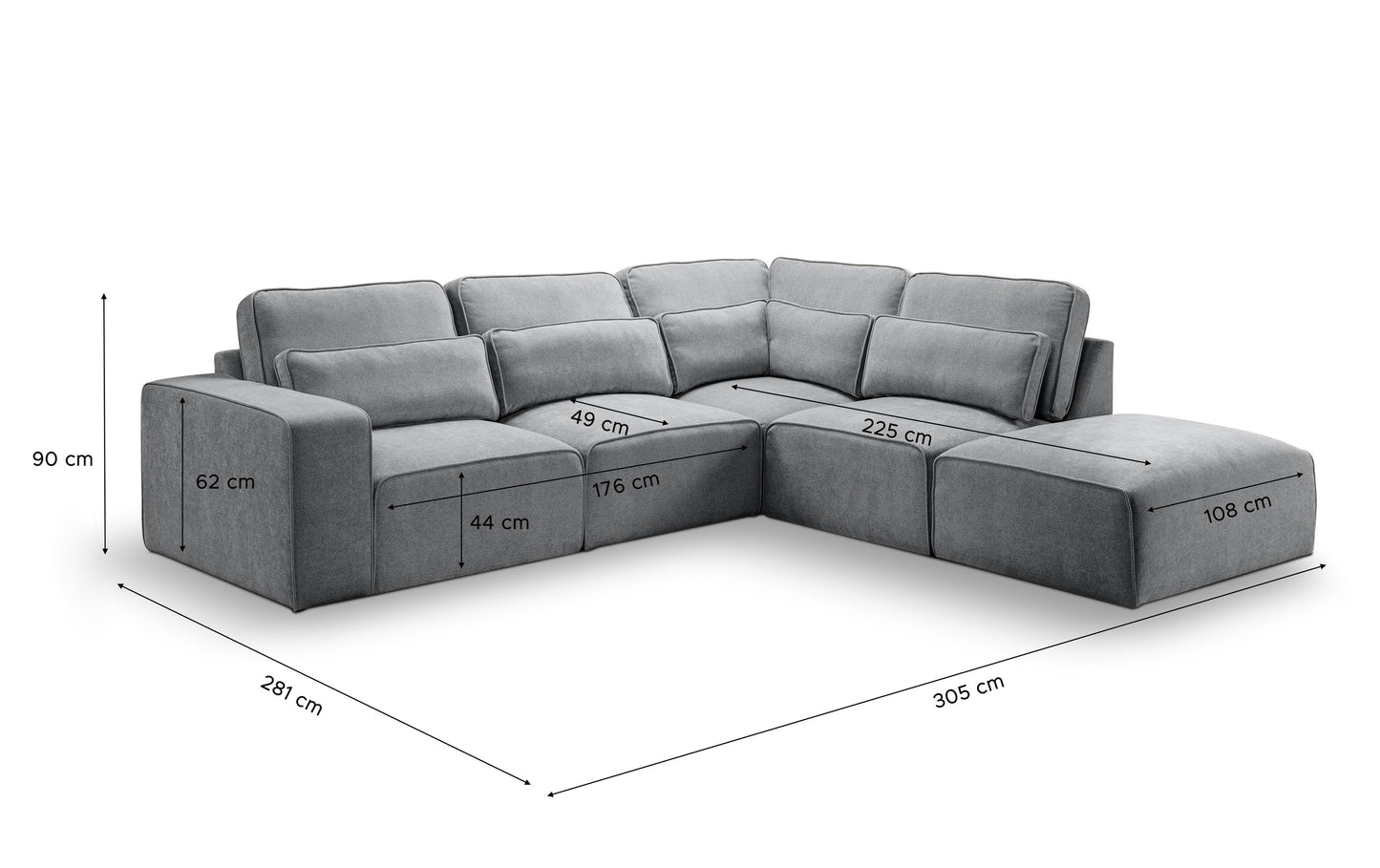 Ecksofa Lux – Modulare Wohnlandschaft mit Ottomane