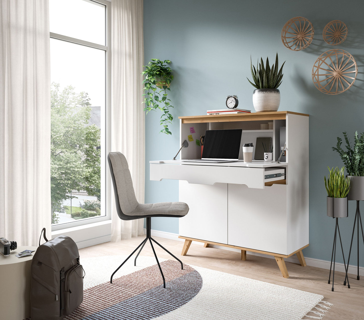 Homes & Jones Sekretär Schreibtisch Skandi Style, Büromöbel-Home-Office