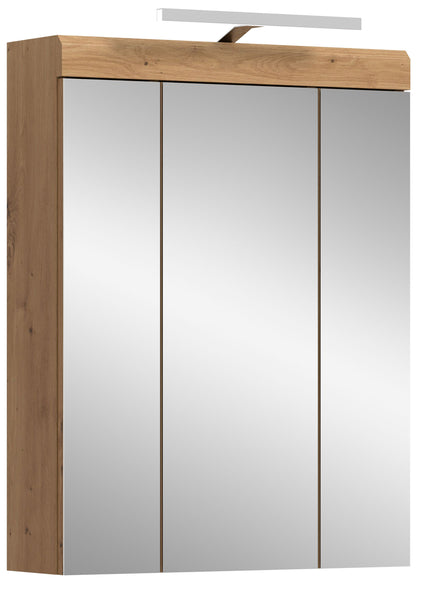 Spiegelschrank inkl. Bel. SCOUT (B/H/T: ca. 60/79/18 cm) in Evoak Oak Nachbildung/Spiegelglas