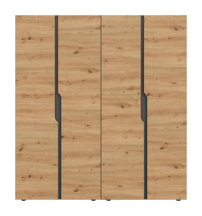 Wardrobe combination ANGA (W/H/D: approx. 160/180/51 cm) in anthracite/Artisan oak replica