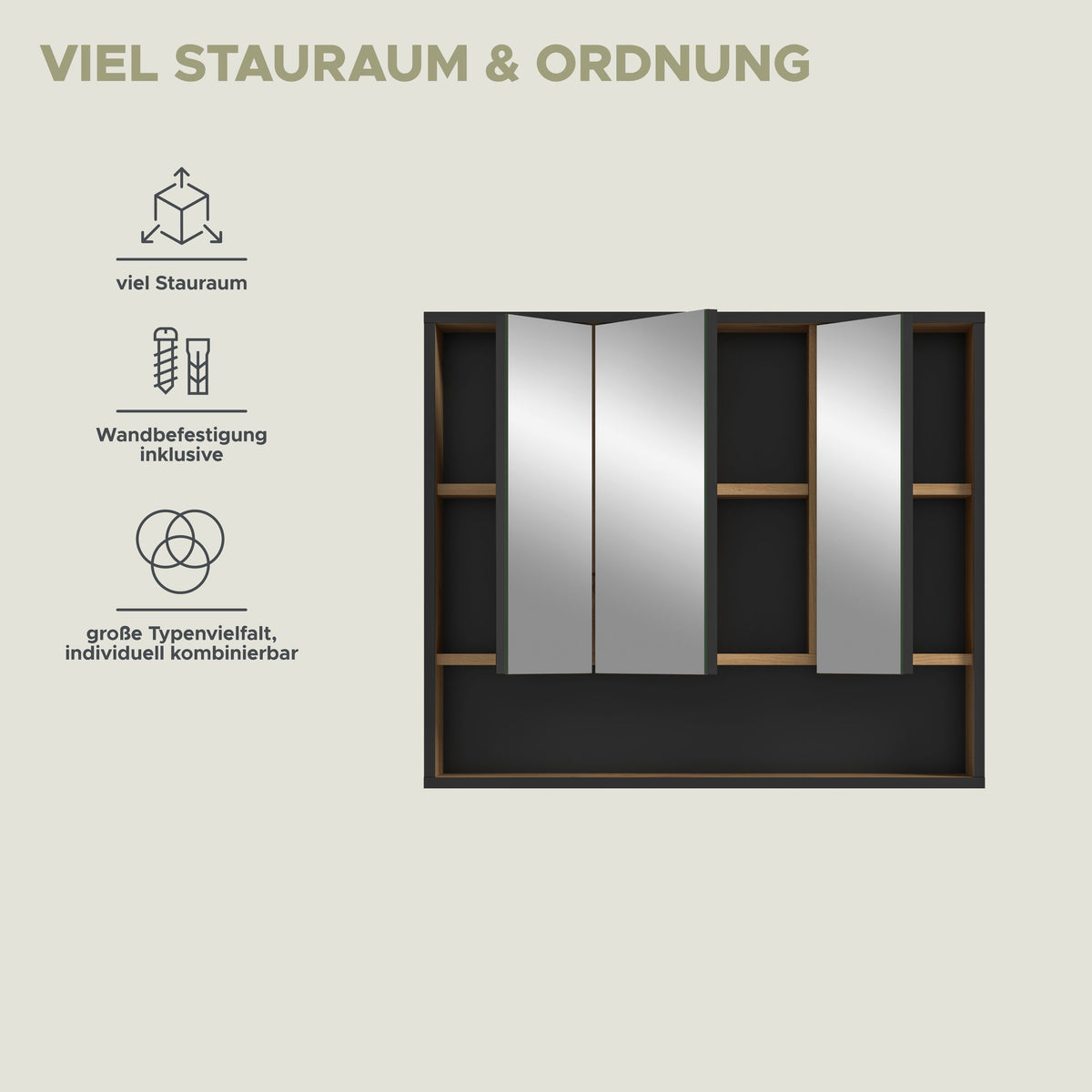 Mirror Cabinet BAGNO (W/H/D: approx. 80/68/19 cm) in Artisan Oak finish/Artisan Oak finish