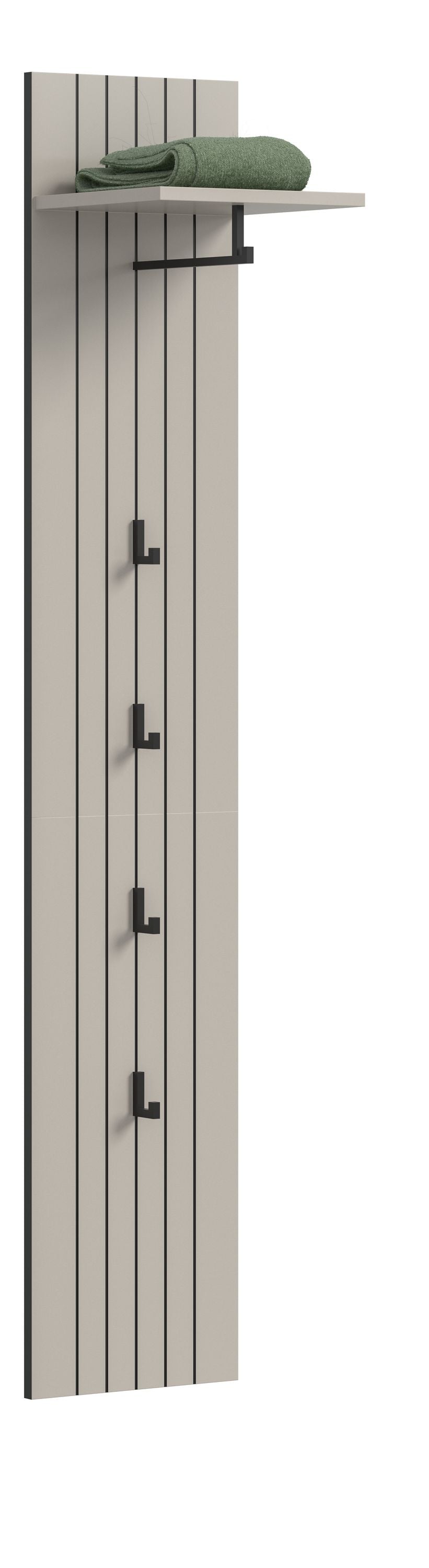 Coat Rack Panel STATION (W/H/D: approx. 31/160/27 cm) in Smoke Green/Smoke Green
