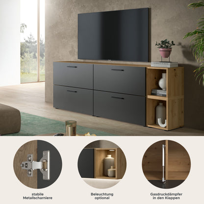 Homes & Jones Wohnwand 2-tlg. TV Möbel Modular Lowboard, Wohnzimmerschrank
