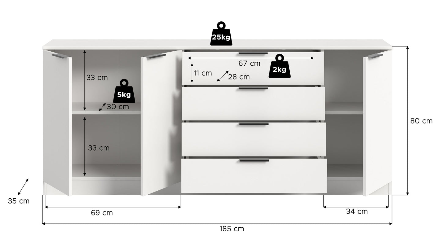 Homes & Jones Sideboard-Kommode, Wohnzimmerschrank-Universalschrank, Wohnmöbel