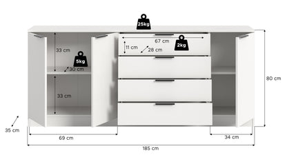 Homes & Jones Sideboard-Kommode, Wohnzimmerschrank-Universalschrank, Wohnmöbel