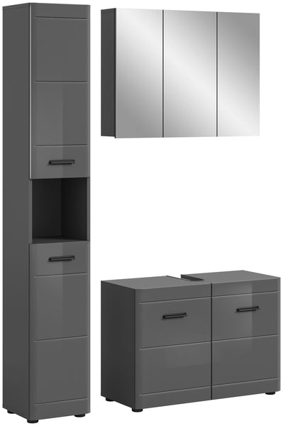 Ensemble de salle de bain SOFT (L/H/P : env. 125/190/34 cm) en gris/gris brillant
