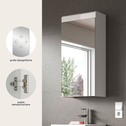 Scout Spiegelschrank  (B/H/T: 40x79x18 cm) in Spiegelglas und Weiß