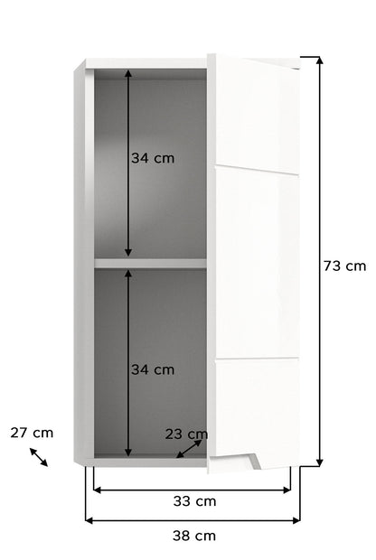 Meuble haut SOLERO (L/H/P: env. 38/73/27 cm) en blanc/blanc brillant