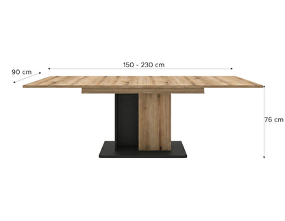 Molina Esstisch  (B/H/T: 150x76x90 cm) in Evoke Oak Nachbildung und Basalt grau