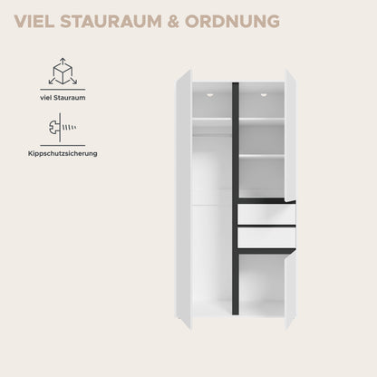 Homes & Jones Kleiderschrank 100 cm, Jugendzimmerschrank mit Schubladen