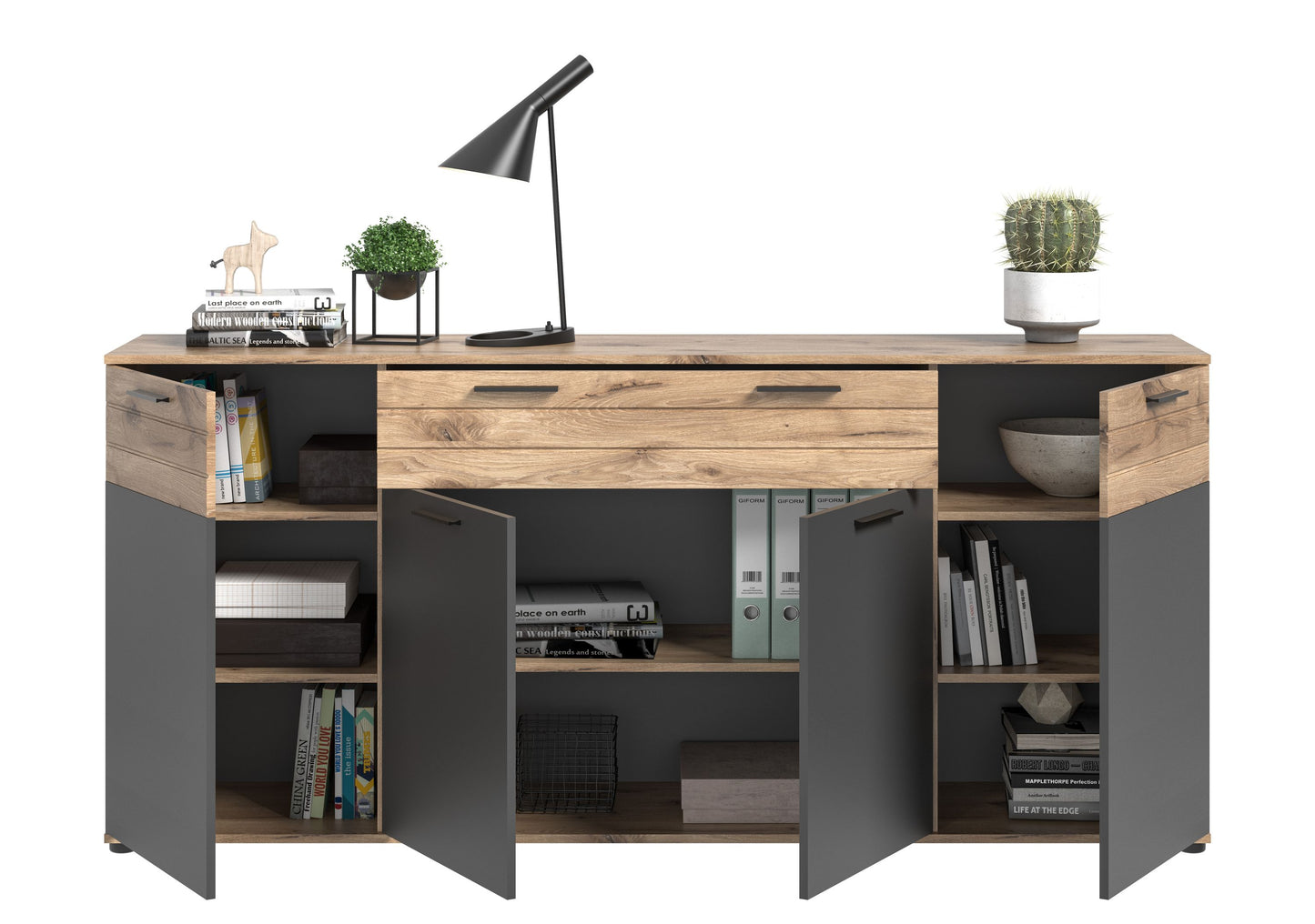 Homes & Jones Sideboard mit Breite 200 cm, Wohnzimmerschrank mit Holzoptik