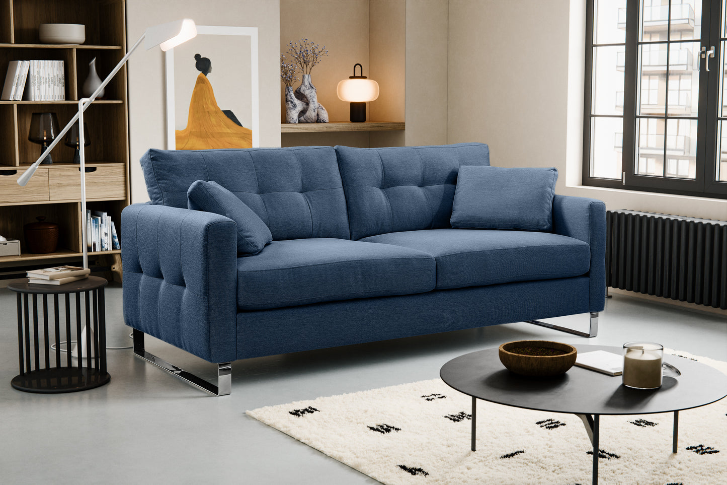 Homes & Jones Sofa 2,5-Sitzer, Modernes Sofa mit Stoffbezug in Flachgewebe