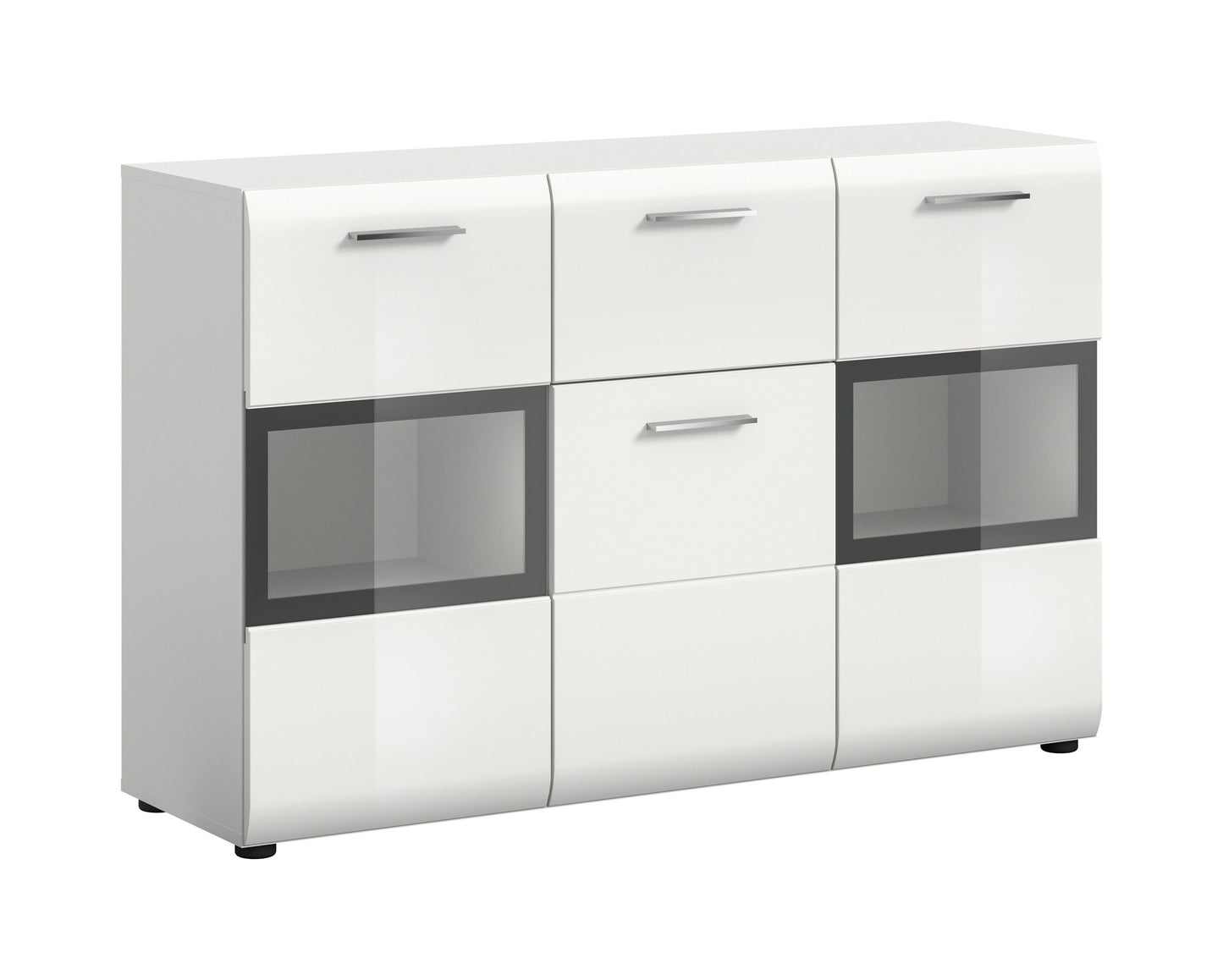 Homes & Jones Sideboard weiß Hochglanz 125 cm breit, Wohnzimmerschrank