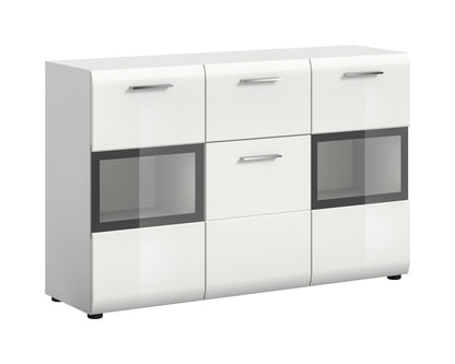 Homes & Jones Sideboard weiß Hochglanz 125 cm breit, Wohnzimmerschrank