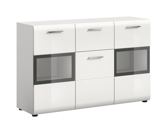 Bahut ICE (L/H/P : env. 125/81/37 cm) en blanc/blanc brillant
