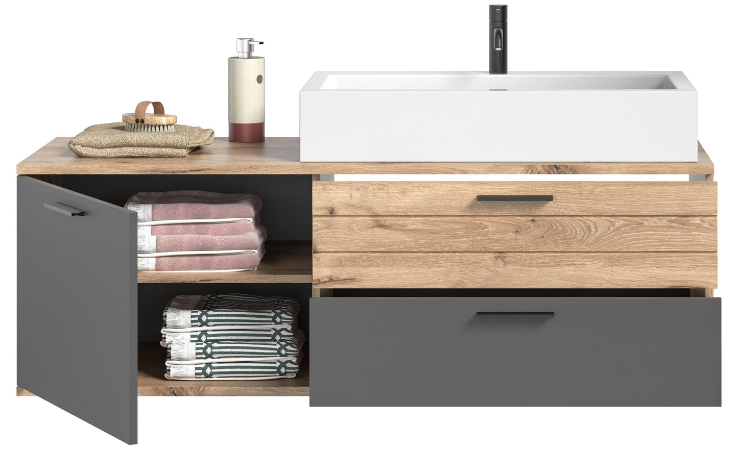 Homes & Jones Waschtisch inkl. Waschbecken 2-tlg., Badschrank hängend montierb.