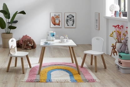 Homes & Jones Kindersitzgruppe Lea 3-teilig, Massivholz Weiß/Natur