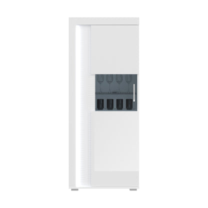 Homes & Jones Vitrine weiß Hochglanz, Wohnzimmerschrank inkl. Beleuchtung