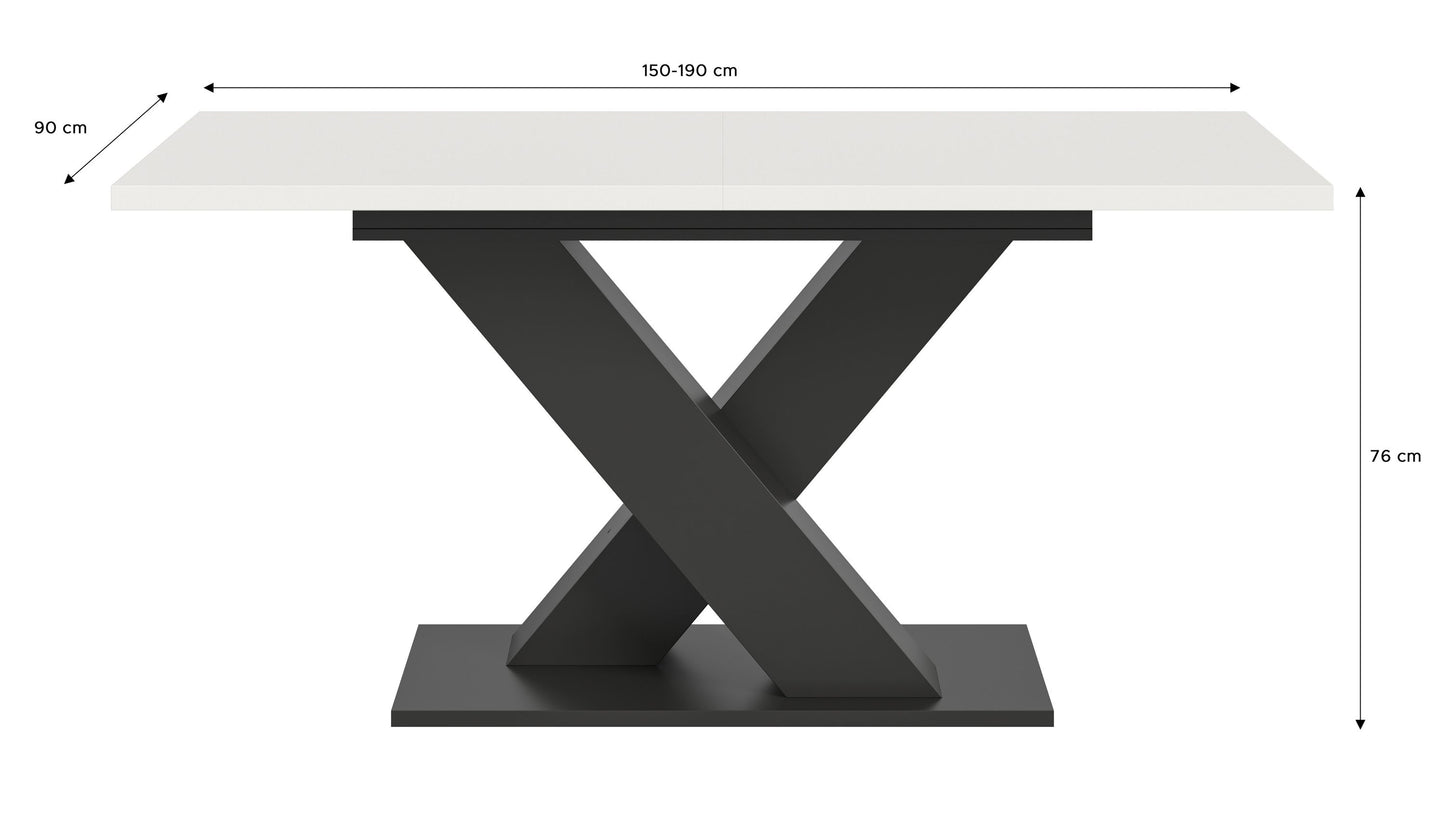 Table de salle à manger MOTION (L/H/P : env. 150/76/90 cm) en blanc/cachemire