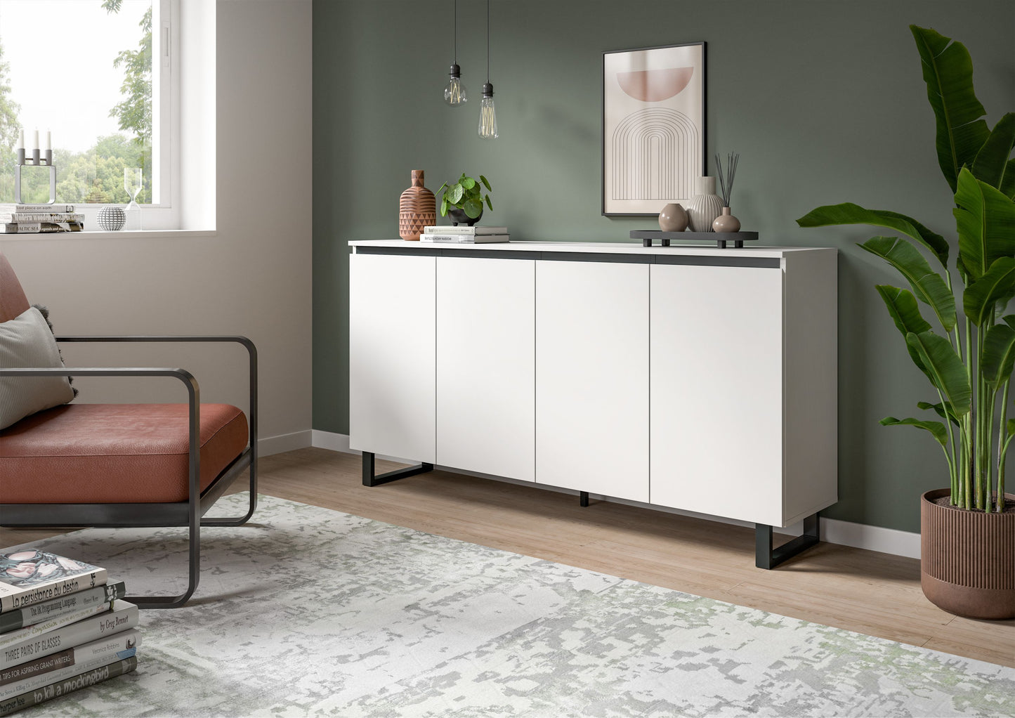 Buffet TOMASA (L/H/P : env. 160/84/36 cm) en imitation Chêne Evoke/imitation Chêne Evoke
