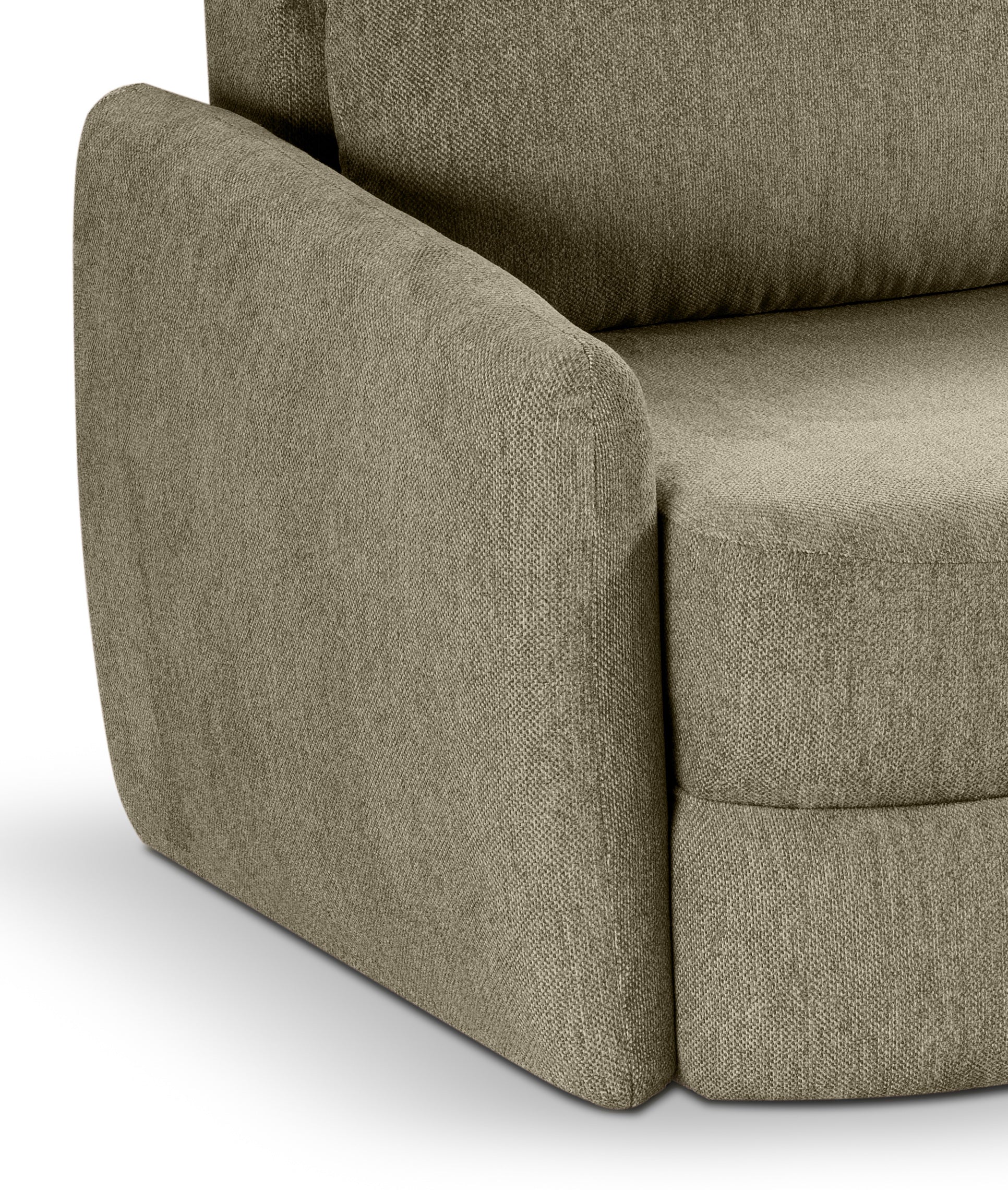 Schlafsofa mit Schlaffunktion, breite Armlehne, dunkelgrüner Stoffbezug