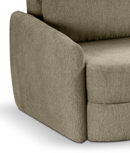 Schlafsofa mit Schlaffunktion, breite Armlehne, dunkelgrüner Stoffbezug