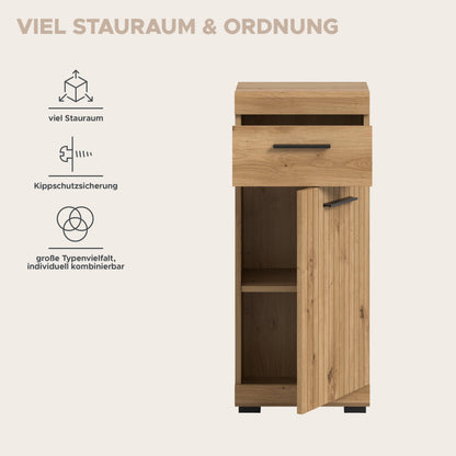 Homes & Jones schmale Badkommode mit Schublade und verstellbarem Einlegeboden, Holzoptik