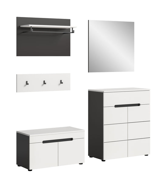 Hallway Set CANU (W/H/D: approx. 175/190/37 cm) in Basalt Grey/Smoke Green