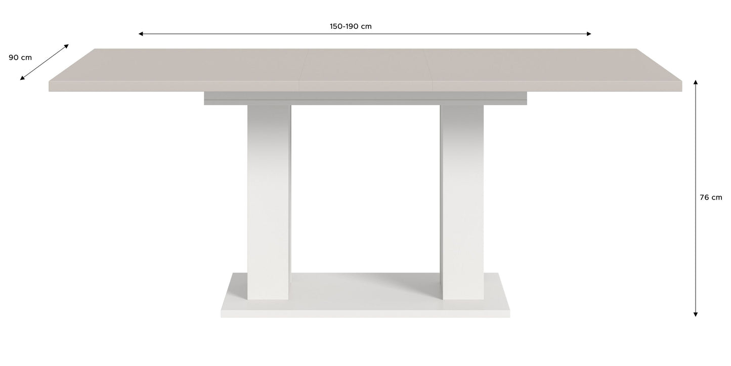 Table de salle à manger MOTION (L/H/P : env. 150/76/90 cm) en blanc/cachemire