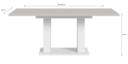 Table de salle à manger MOTION (L/H/P : env. 150/76/90 cm) en blanc/cachemire