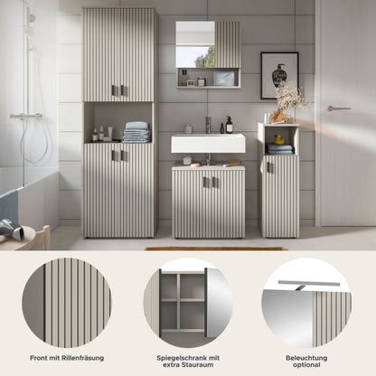 MONE Bathroom Furniture Set (W/H/D: approx. 180/192/30 cm) in Cashmere/Cashmere