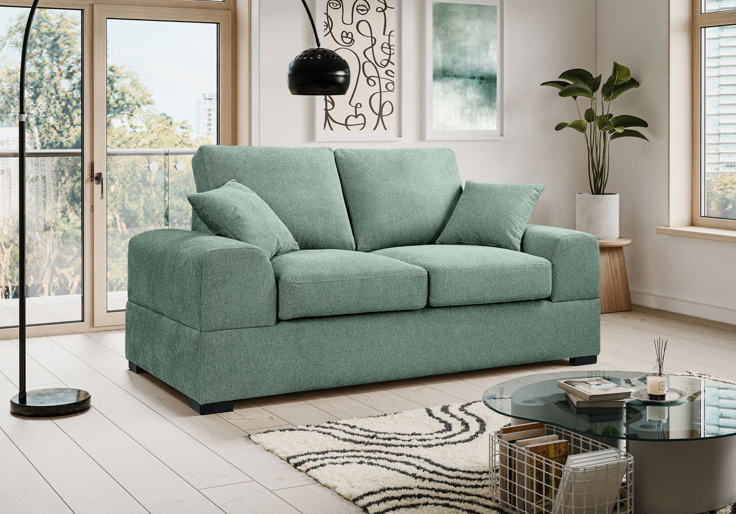 Homes & Jones Sofa 2-Sitzer mit Stoffbezug, Modernes Kompaktes Sofa pflegeleicht