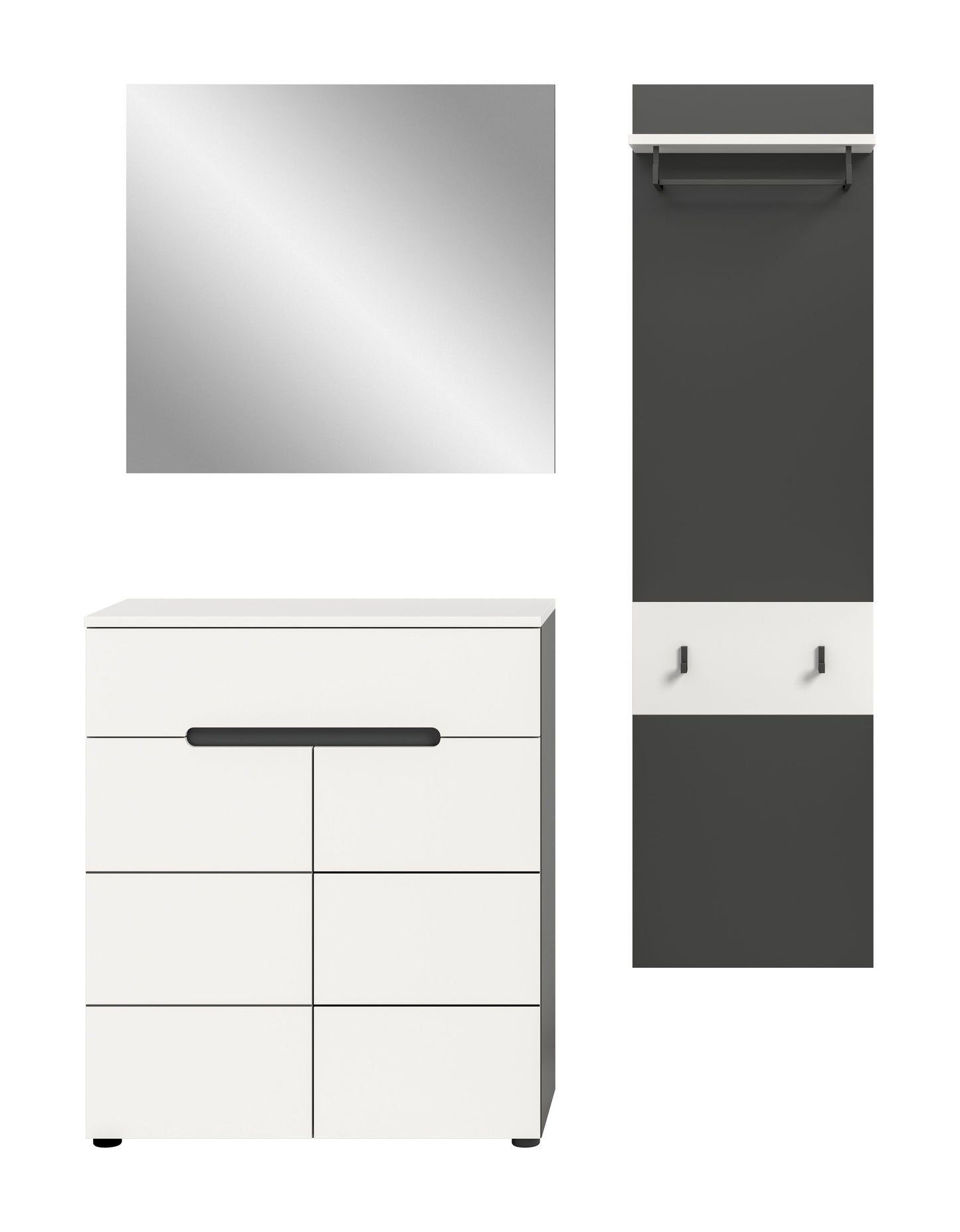Ensemble de vestiaire CANU (L/H/P : env. 140/190/37 cm) en gris basalte/vert fumée