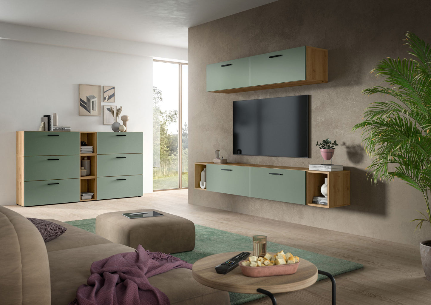 Homes & Jones Wohnwand 3-tlg. TV Möbel Modular Lowboard, Wohnzimmerschrank