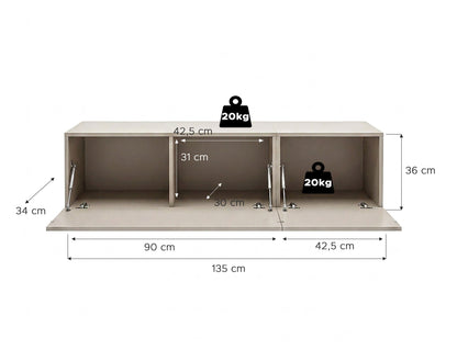 Beach Lowboard stehend  (B/H/T: 135x36x34 cm) in Kaschmir