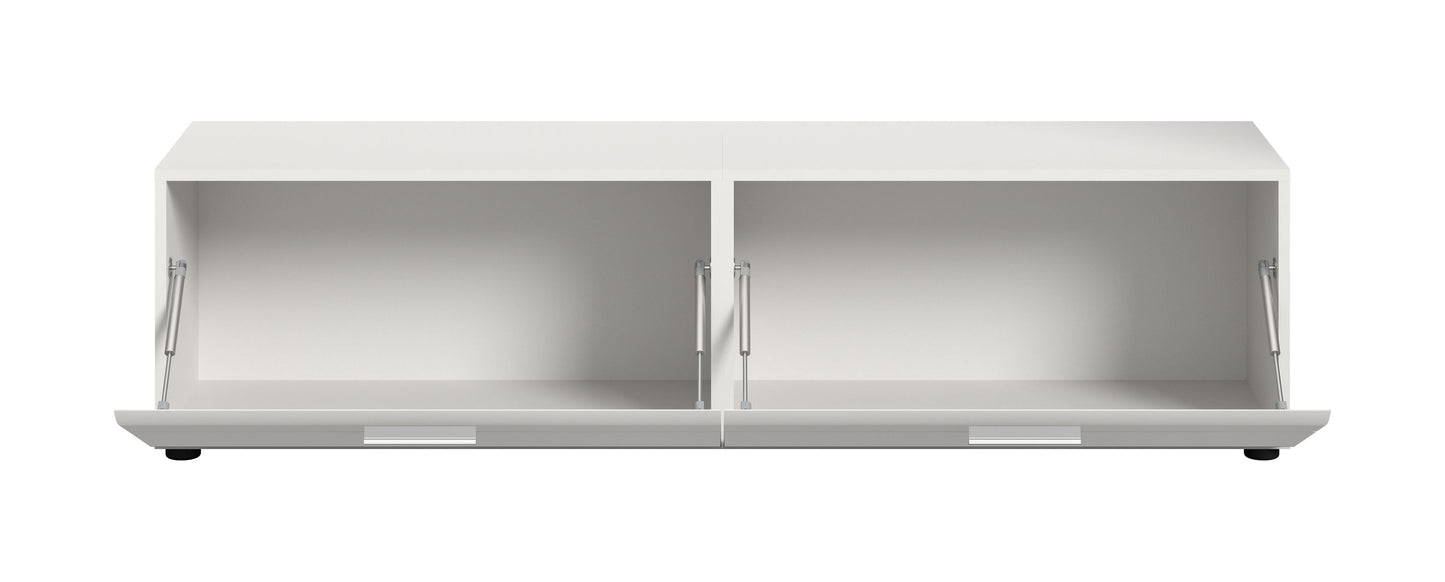 Meuble TV ICE (L/H/P : env. 160/41/40 cm) en blanc/blanc brillant