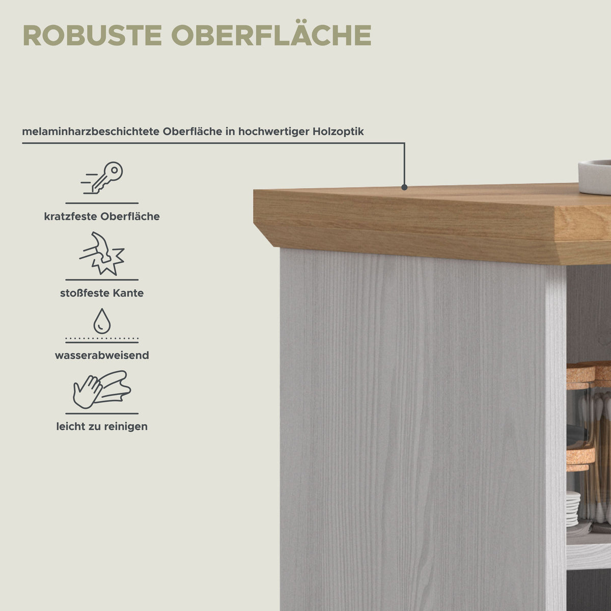 Mid-height cabinet VERONA (W/H/D: approx. 74/116/34 cm) in Sibiu Larch reproduction/Sibiu Larch reproduction