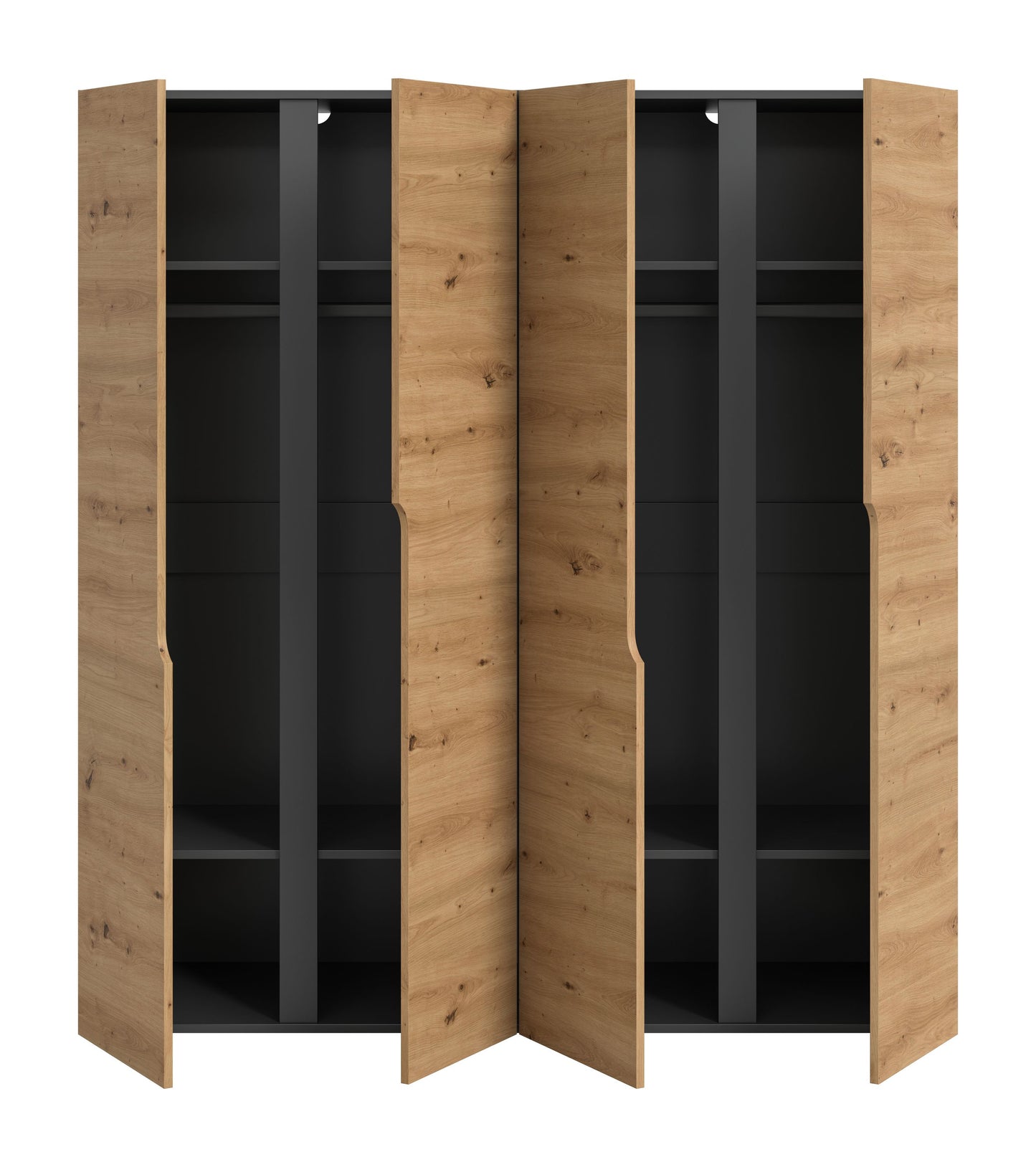 Wardrobe combination ANGA (W/H/D: approx. 160/180/51 cm) in anthracite/Artisan oak replica