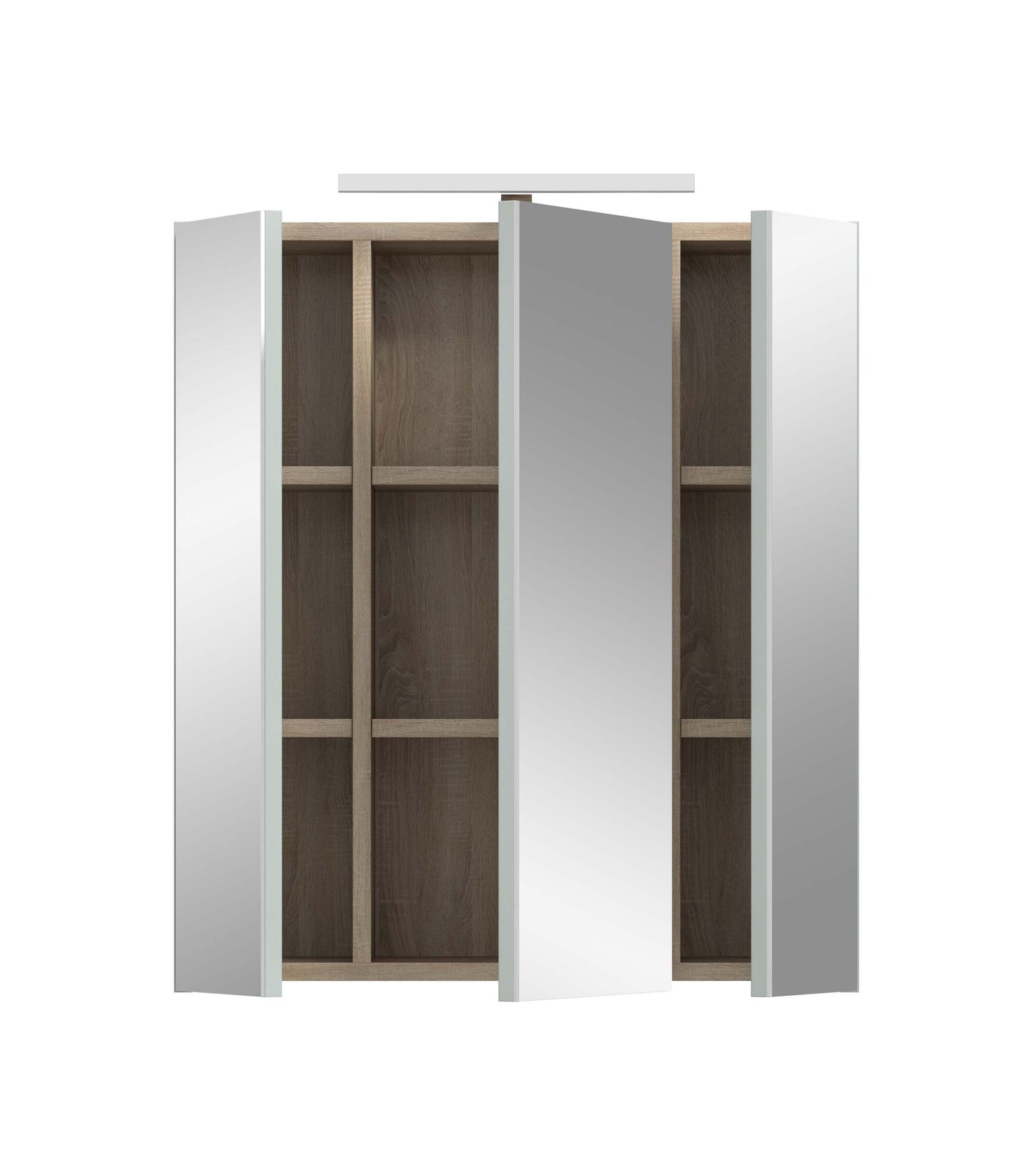 Armoire de toilette avec éclairage STAR (L/H/P : env. 60/68/19 cm) en chêne clair/verre miroir