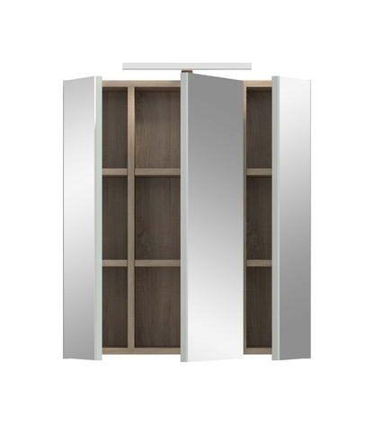 Armoire de toilette avec éclairage STAR (L/H/P : env. 60/68/19 cm) en chêne clair/verre miroir