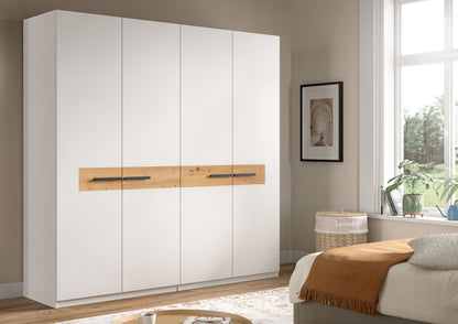 Homes & Jones Schlafzimmerschrank 200 cm breit, Kleiderschrank weiß m. Absetzu.