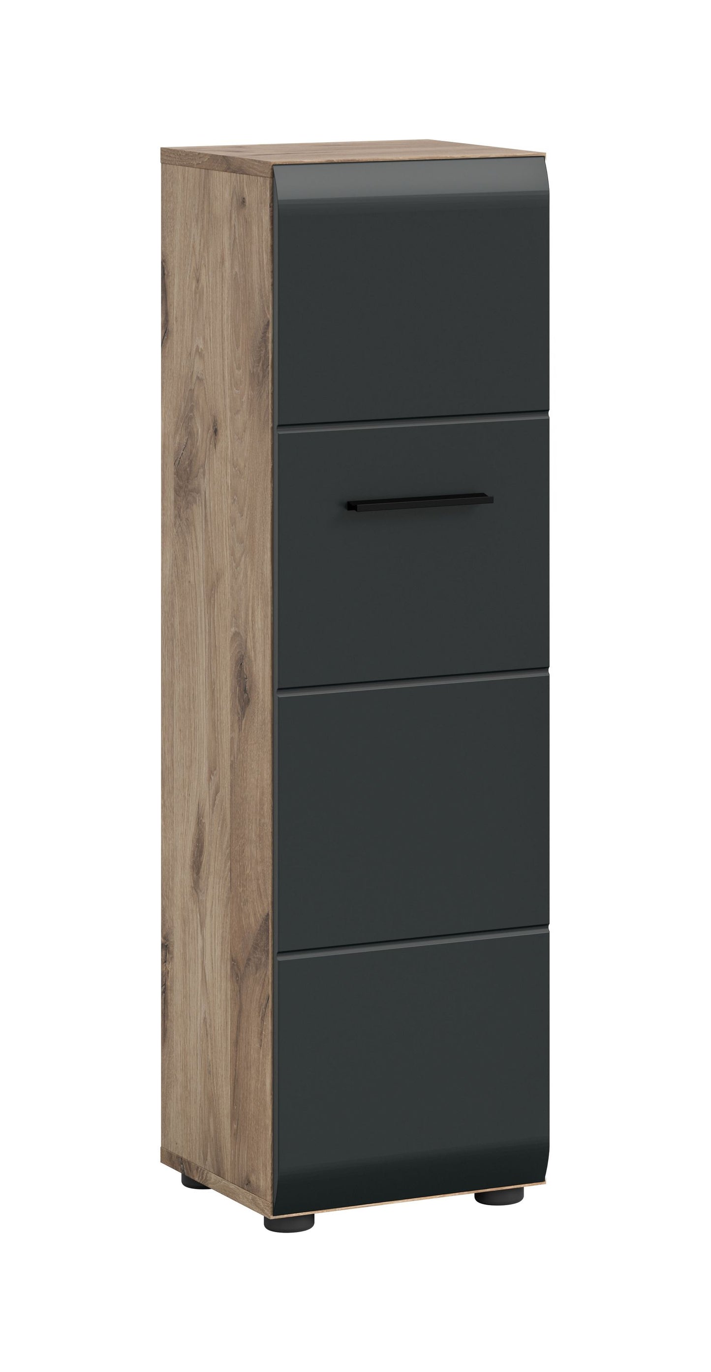 Type de rangement ICE (L/H/P : env. 30/106/30 cm) en imitation Chêne Nox/noir mat