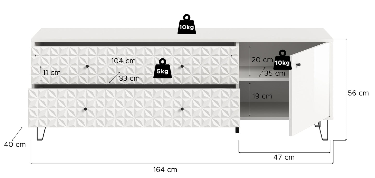 Meuble TV PRISMA (L/H/P : env. 164/56/40 cm) en imitation chêne Artisan/anthracite mat