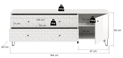 Meuble TV PRISMA (L/H/P : env. 164/56/40 cm) en imitation chêne Artisan/anthracite mat