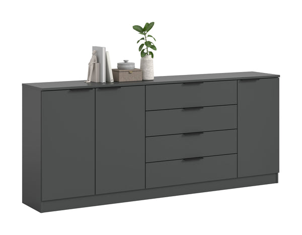 Commode KOPENHAGEN (L/H/P : env. 185/80/35 cm) en anthracite/anthracite