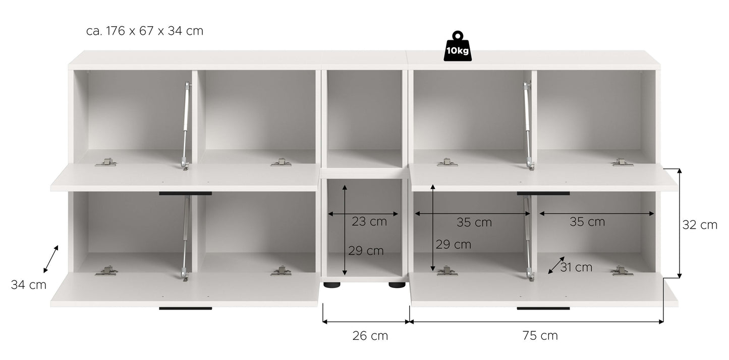 Homes & Jones Wohnwand 2-tlg. TV Möbel Modular Lowboard, Wohnzimmerschrank