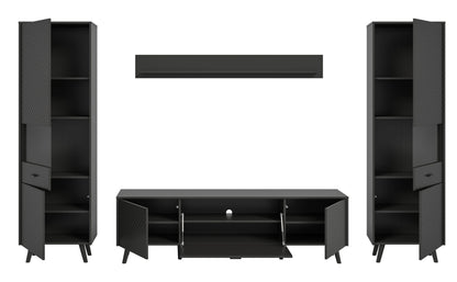 Ensemble mural LINEA (L/H/P : env. 331/195/40 cm) en gris/gris mat