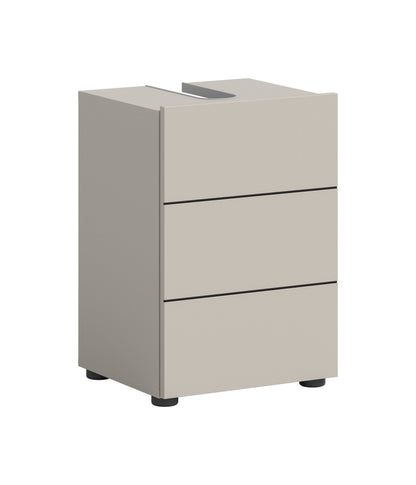 Schmaler Waschbeckenunterschrank mit 1 Einlegeboden, grau, geschlossene Front mit Griffmulde