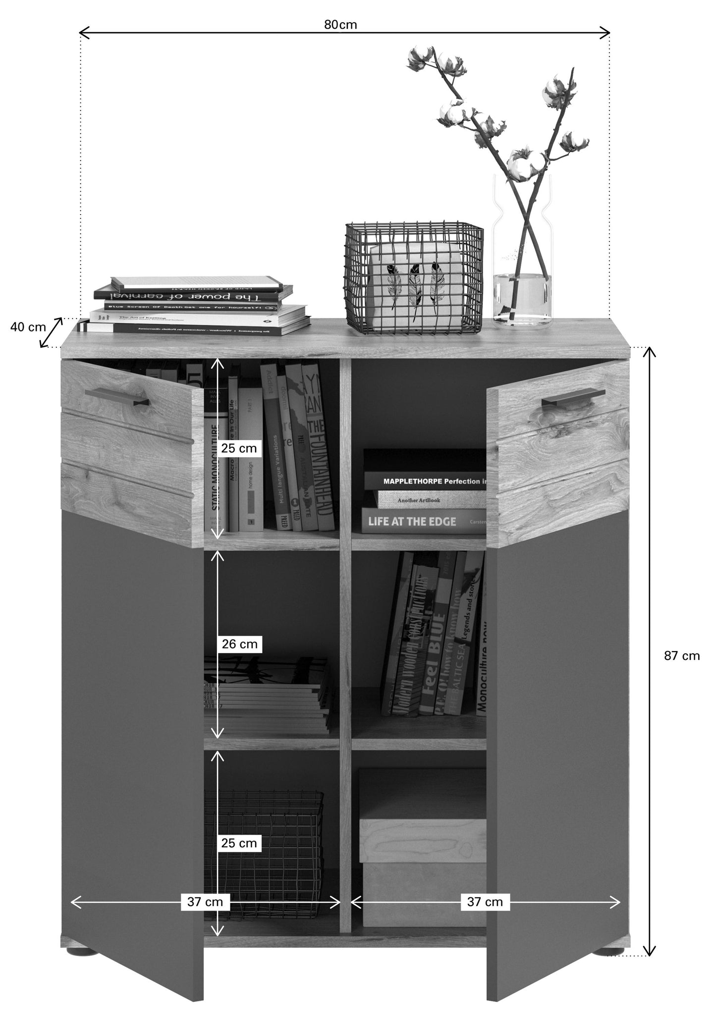 Homes & Jones Schuhkommode breite 80 cm, Schuhschrank, Garderobenschrank